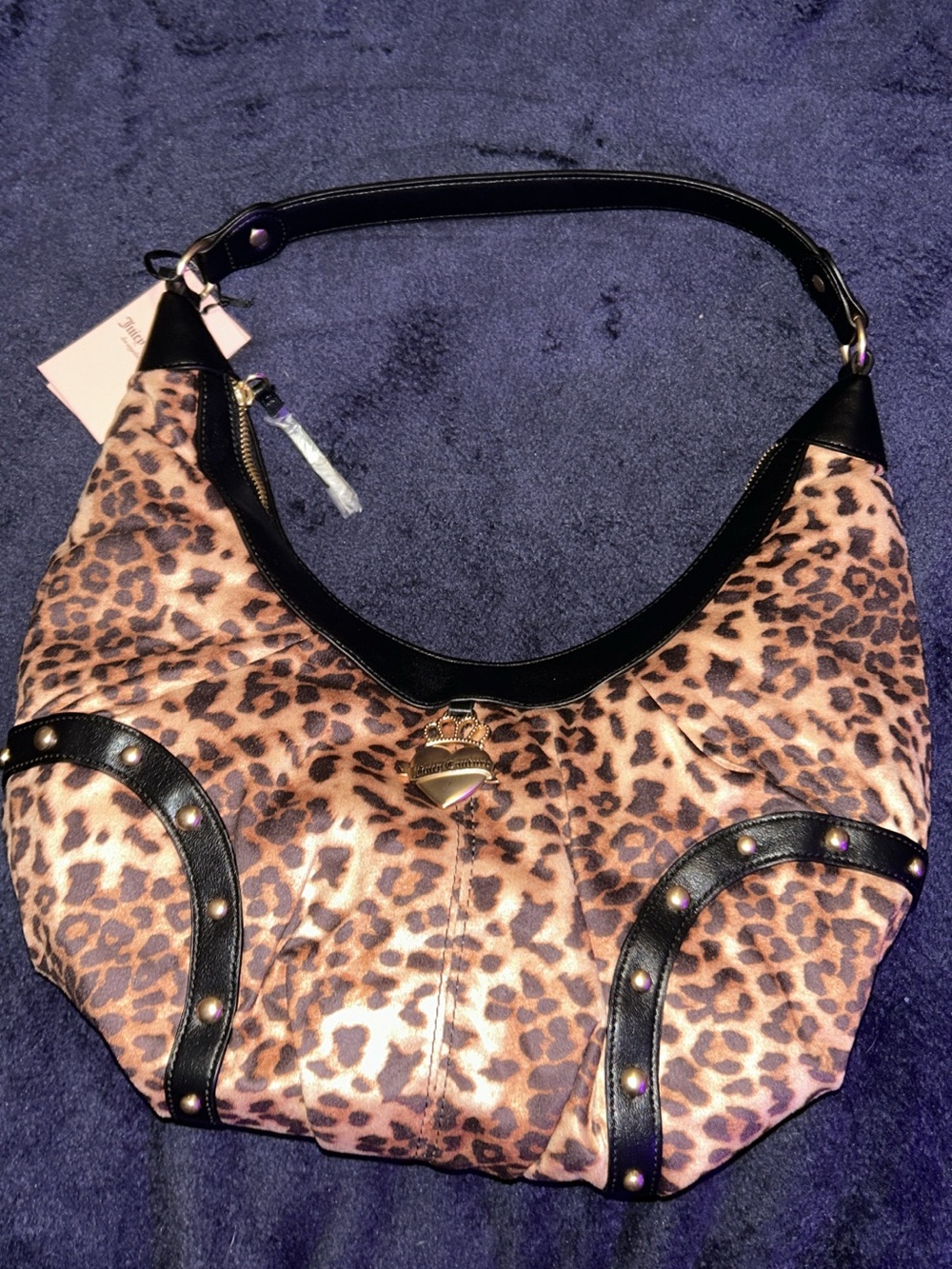 Juicy Couture Leopard Print Mini Hobo with Black Trim